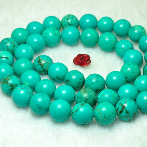 YesBeads Green Turquoise smooth round beads gemstone 8mm 10mm 15"