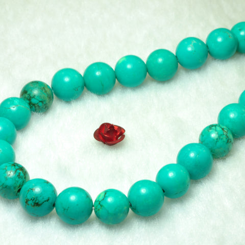 YesBeads Green Turquoise smooth round beads gemstone 8mm 10mm 15"