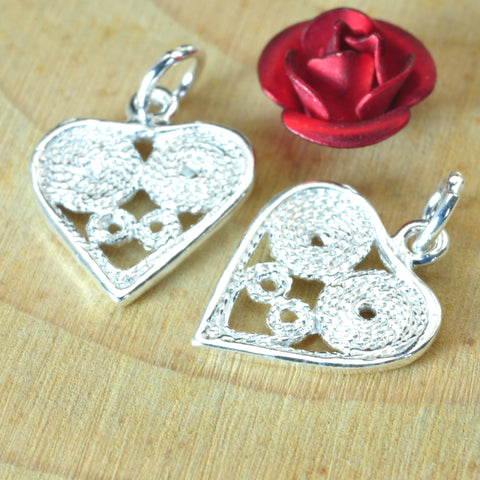 YesBeads 925 sterling silver heart charms pendant beads wholesale earring bracelet jewelry findings