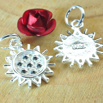 YesBeads 925 sterling silver Sunflower flower charms pendant beads whoelsale earring jewelry findings