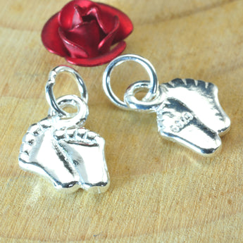 YesBeads 925 sterling silver baby feet charm footprints pendant wholesale earring bracelet jewelry findings