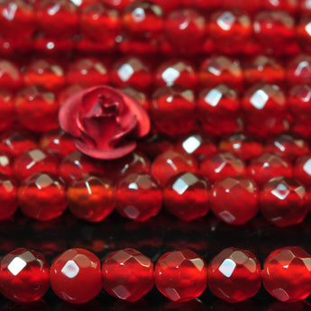 YesBeads Natural Carnelian faceted round beads wholesale gemstone jewelry 15"