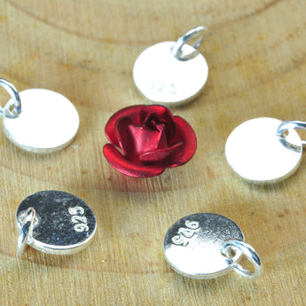 S925 sterling silver medallion smooth coin charm pendant beads wholesale jewelry findings bracelet necklace diy