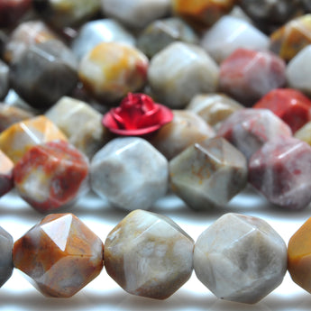 YesBeads Natural Gobi Agate star cut faceted nugget beads gemstone wholesale jewelry making 15"