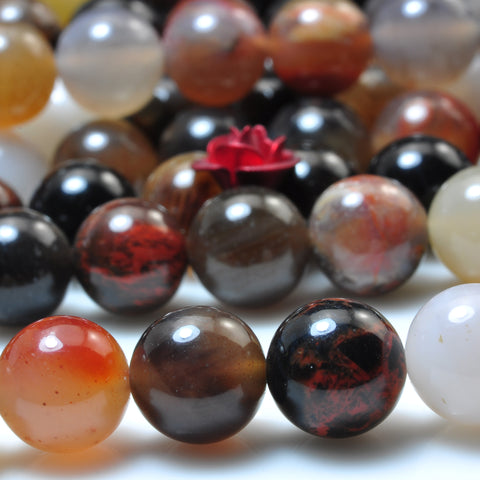 YesBeads Natural Arizona Petrified Wood Agate smooth round beads gemstone 15"