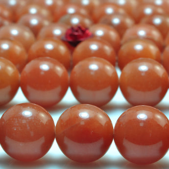 YesBeads Natural South Red Agate smooth round beads gemstone 8mm 10mm 15"