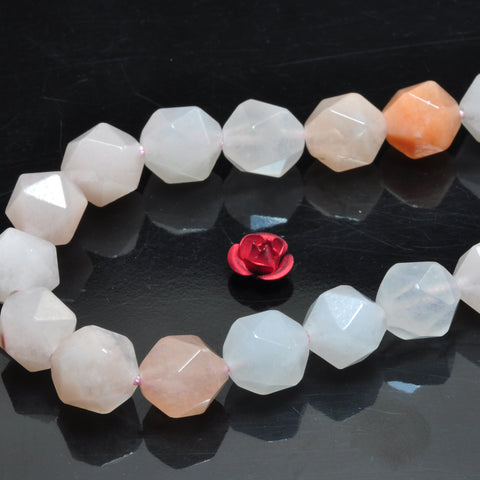 YesBeads natural pink Aventurine star cut faceted nuuget beads gemstone 15"