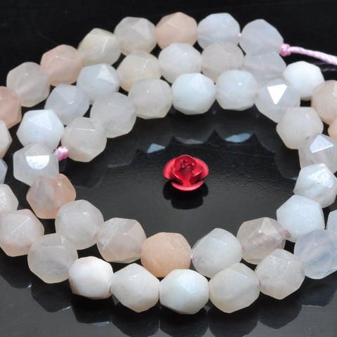 YesBeads natural pink Aventurine star cut faceted nuuget beads gemstone 15"