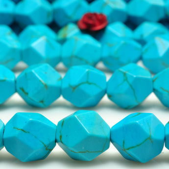 Blue Turquoise star cut faceted nugget beads gemstone wholesale jewelry making bracelet necklace diy