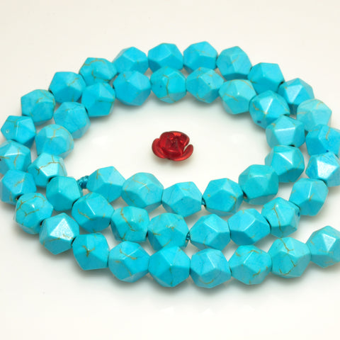 Blue Turquoise star cut faceted nugget beads gemstone wholesale jewelry making bracelet necklace diy