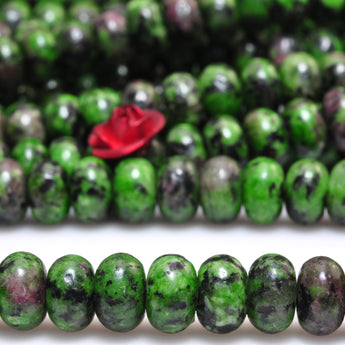 YesBeads Green Ruby Zoisite smooth rondelle beads gemstone 4x6mm 15"
