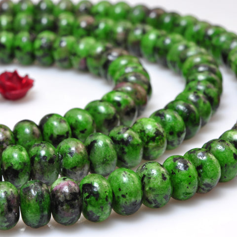 YesBeads Green Ruby Zoisite smooth rondelle beads gemstone 4x6mm 15"