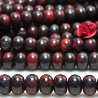 YesBeads Natural Red Brecciated Jasper smooth rondelle beads gemstone 4x6mm 15"