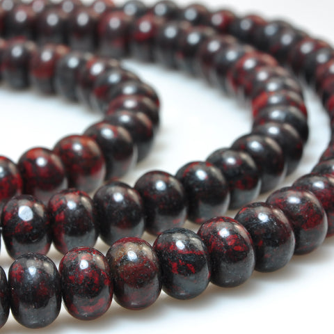 YesBeads Natural Red Brecciated Jasper smooth rondelle beads gemstone 4x6mm 15"
