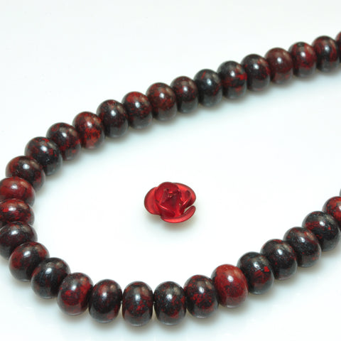 YesBeads Natural Red Brecciated Jasper smooth rondelle beads gemstone 4x6mm 15"