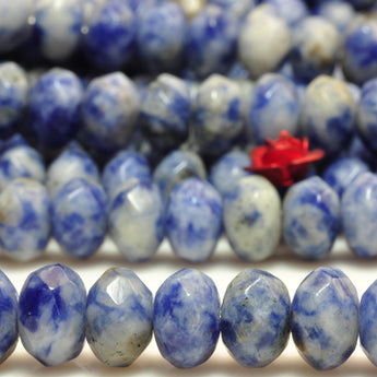 YesBeads Natural blue and white stone faceted rondelle beads gemstone 5x8mm 15"