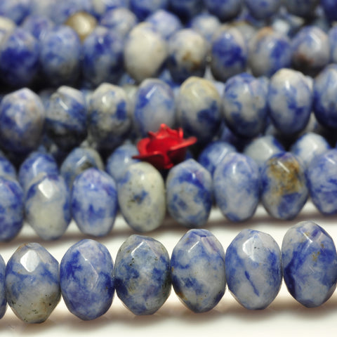 YesBeads Natural blue and white stone faceted rondelle beads gemstone 5x8mm 15"