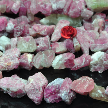 YesBeads natural pink Tourmaline raw gemstone rough nugget chip beads 6-12mm 15"