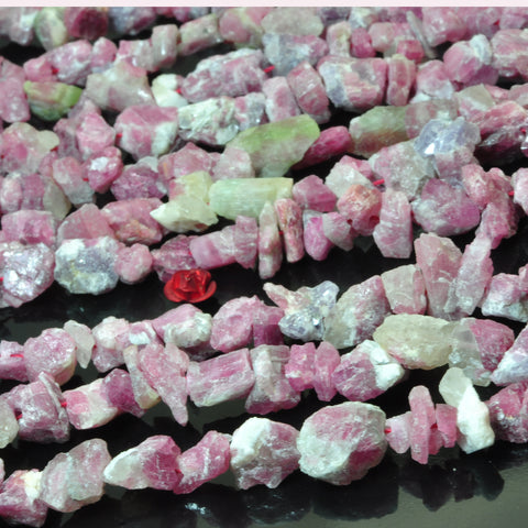 YesBeads natural pink Tourmaline raw gemstone rough nugget chip beads 6-12mm 15"