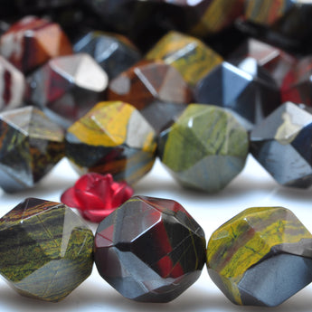 Natural Sunset Tiger Iron star cut faceted nugget beads gemstone wholesale jewelry making necklace bracelet diy