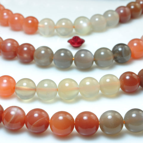 YesBeads Natural Rainbow Moonstone multi mix gemstone smooth round beads wholesale jewelry making 15"