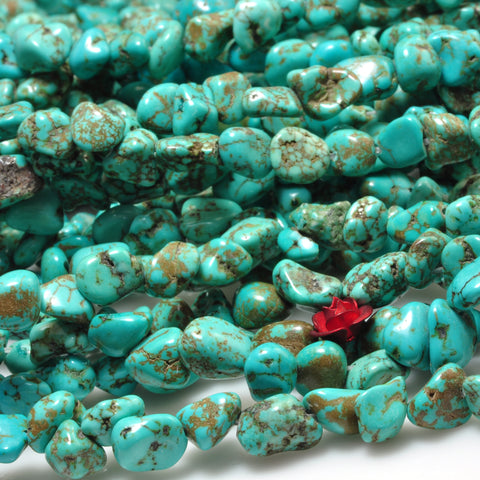 YesBeads Green Turquoise smooth pebble chip beads gemstone 5-9mm 15"