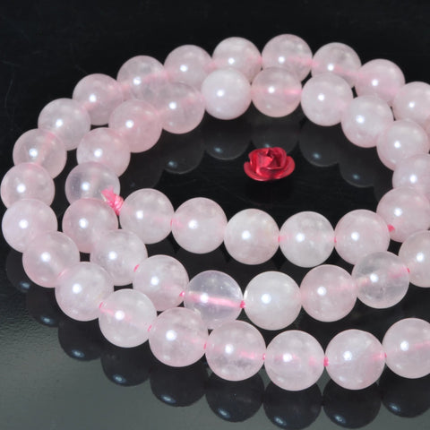 YesBeads Natural rose quartz gemstone smooth round loose beads wholesale jewelry making 15"