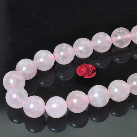 YesBeads Natural rose quartz gemstone smooth round loose beads wholesale jewelry making 15"