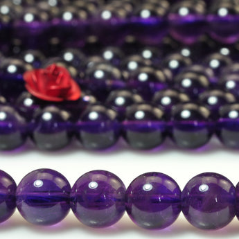 YesBeads natural Amethyst AA grade smooth round loose beads gemstone 6mm 15"