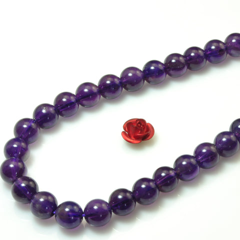 YesBeads natural Amethyst AA grade smooth round loose beads gemstone 6mm 15"