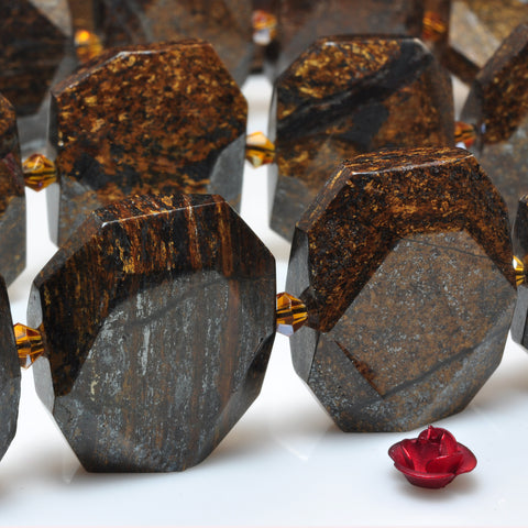 YesBeads Bronzite stone faceted nugget rectangle chunk beads gemstone 15"