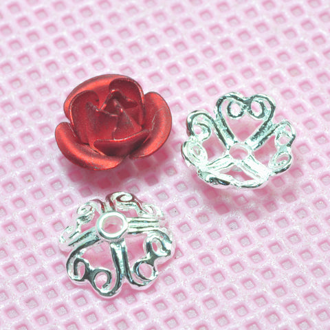 YesBeads 925 Sterling silver flower bead caps silver spacer beads wholesale jewelry findings