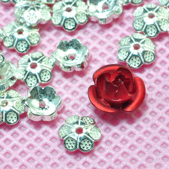 YesBeads 925 Sterling silver flower bead caps silver spacer beads wholesale jewelry findings