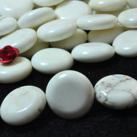 YesBeads White Turquoise smooth coin beads gemstone wholesale jewelry 15"