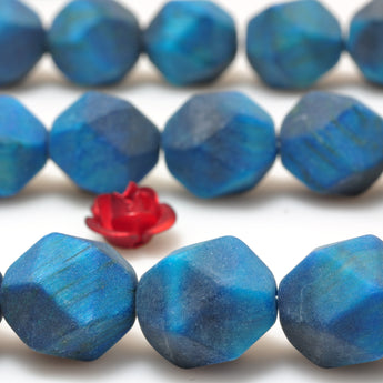 YesBeads Blue Tiger Eye star cut faceted matte nugget beads gemstone 8mm10mm 15"