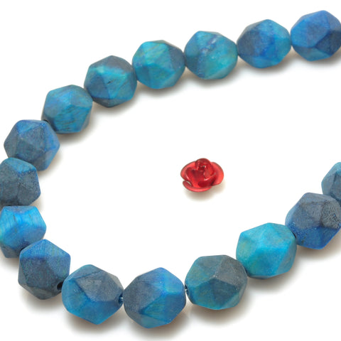 YesBeads Blue Tiger Eye star cut faceted matte nugget beads gemstone 8mm10mm 15"