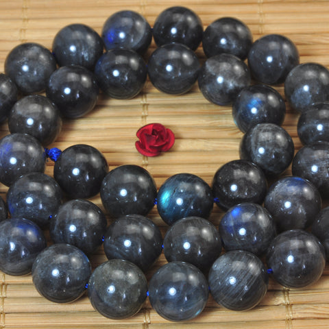 YesBeads Natural Labradorite gemstone smooth loose round beads wholesale jewelry making15"