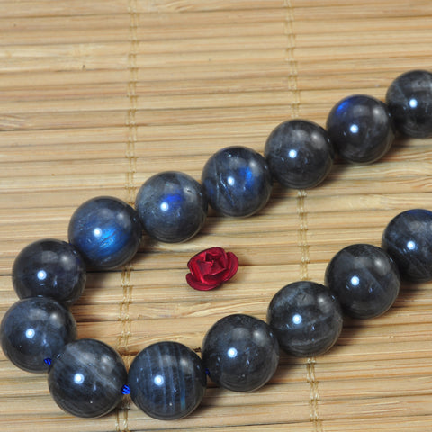 YesBeads Natural Labradorite gemstone smooth loose round beads wholesale jewelry making15"