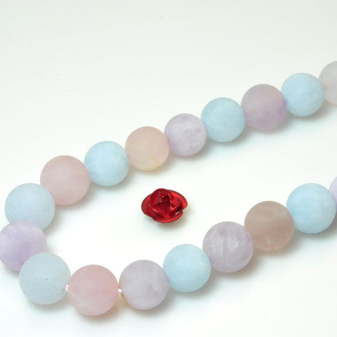 YesBeads natural Multicolour Mix Chalcedony matte round beads gemstone 15''