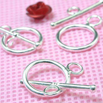 YesBeads 925 Sterling Silver Toggle Clasp closed textured rings bracelet findings diy jewelry making stuff