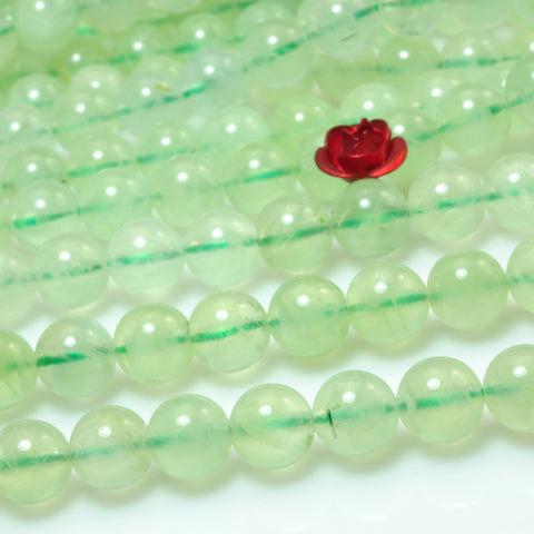 Natural Green Prehnite smooth round beads gemstone wholesale jewelry making 6mm