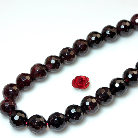 Natural Red Garnet faceted round loose beads wholesale gemstone jewelry making diy bracelet