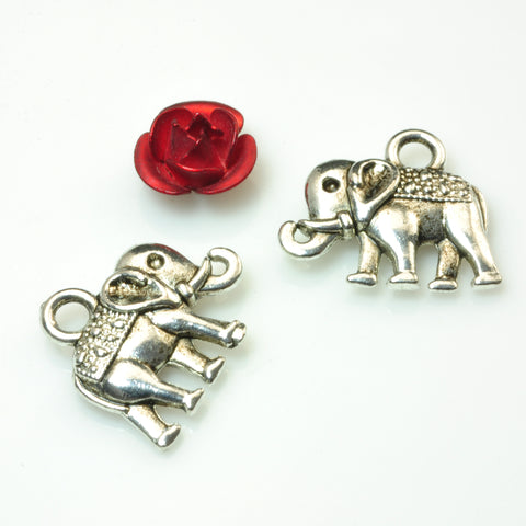 YesBeads Elephant charms antique silver plated metal spacer pendant beads wholesale findings