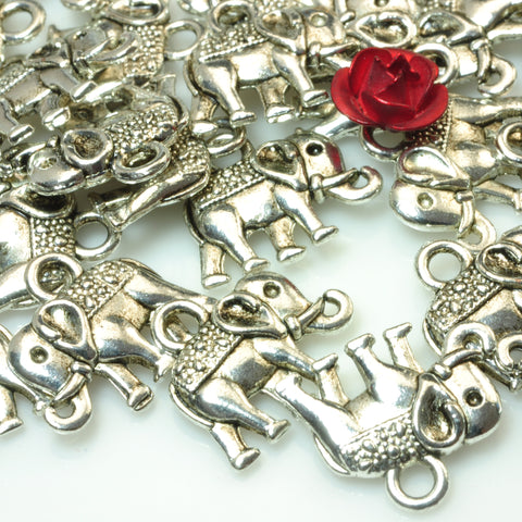 YesBeads Elephant charms antique silver plated metal spacer pendant beads wholesale findings