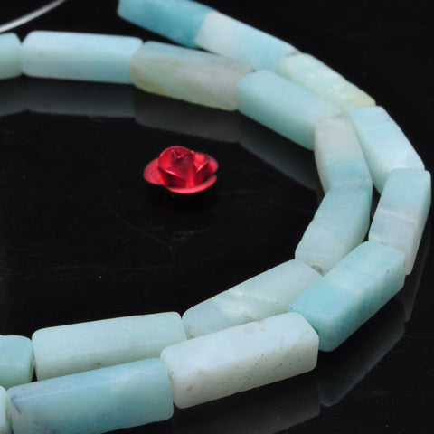 YesBeads natural Amazonite gemstone matte rectangle tube beads wholesale jewelry making 15"