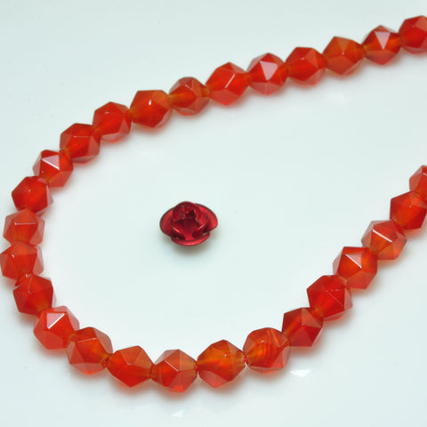 YesBeads natural Carnelian faceted star cut nugget round beads gemstone 15''