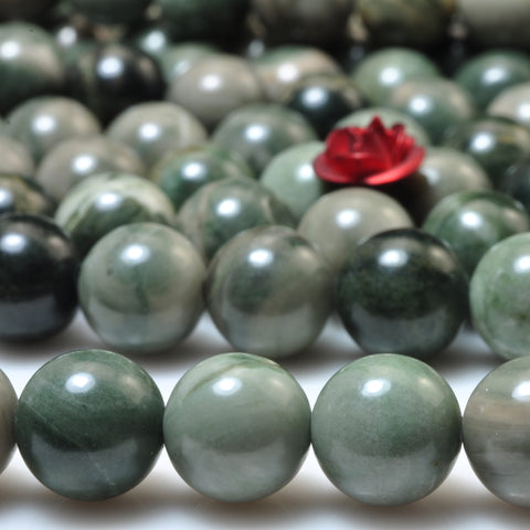 Natural Green Rainforest Jasper smooth round beads gemstone wholesale for jewelry making DIY