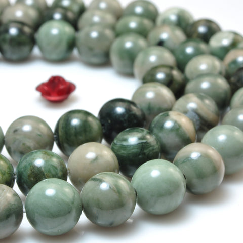 Natural Green Rainforest Jasper smooth round beads gemstone wholesale for jewelry making DIY