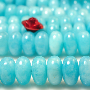 YesBeads Malaysia Jade smooth rondelle beads blue jade gemstone wholesale jewelry  15"