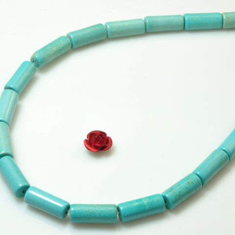 YesBeads Blue Turquoise smooth tube beads gemstone 5x12mm 15"
